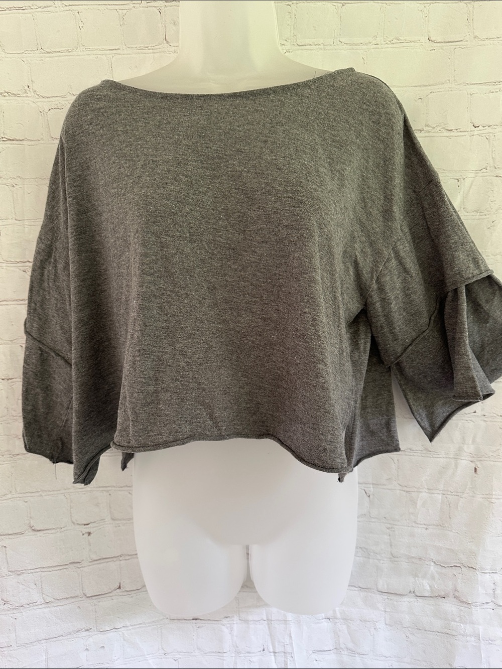 Anthropologie You Can Always Come Crash At My Place Cropped Boatneck Top size L